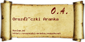 Orszáczki Aranka névjegykártya
